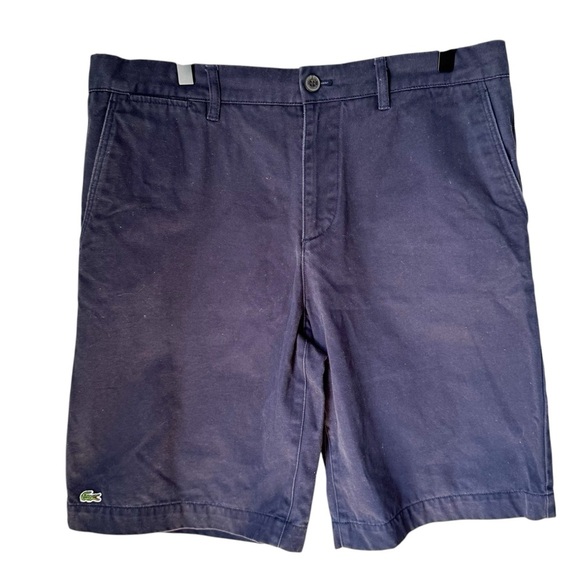 Lacoste Men’s Flat Front Regular Fit Blue Preppy Bermuda Shorts Size 34 - Picture 1 of 5
